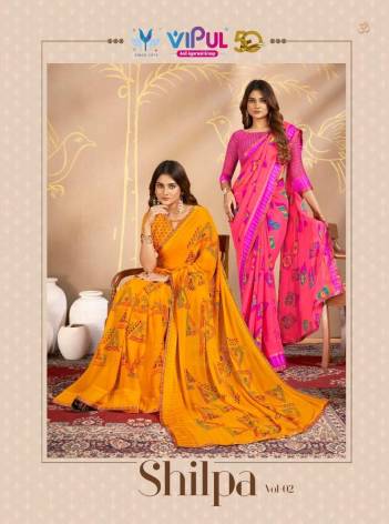 VIPUL SHILPA VOL-02 84807 TO 84814 DESIGNER GEORGETTE SAREE WHOLESALER IN INDIA